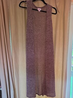 LuLaRoe Joy Mauve Brown Sleeveless Sweater Material Duster Vest